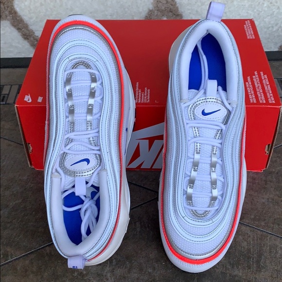 NIKE W AIR MAX 97 ESS WHITE/RACER BLUE-FLASH CRIMS - Picture 7 of 16